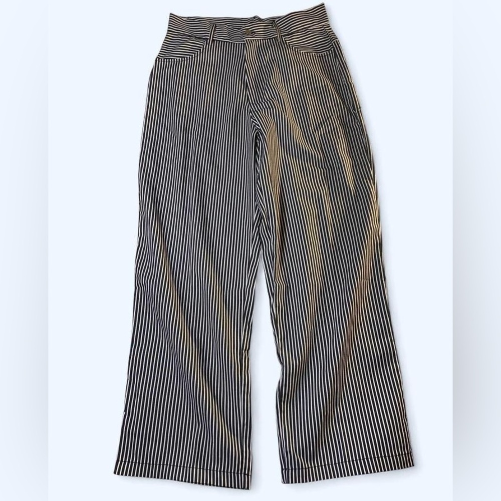 Black and White striped biker Pants